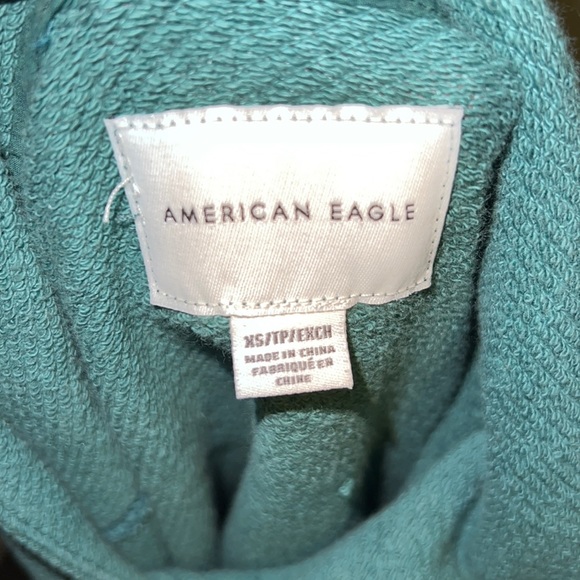 AEO Green Sweatshirt With Terry Cloth Hoodie - Picture 7 of 7
